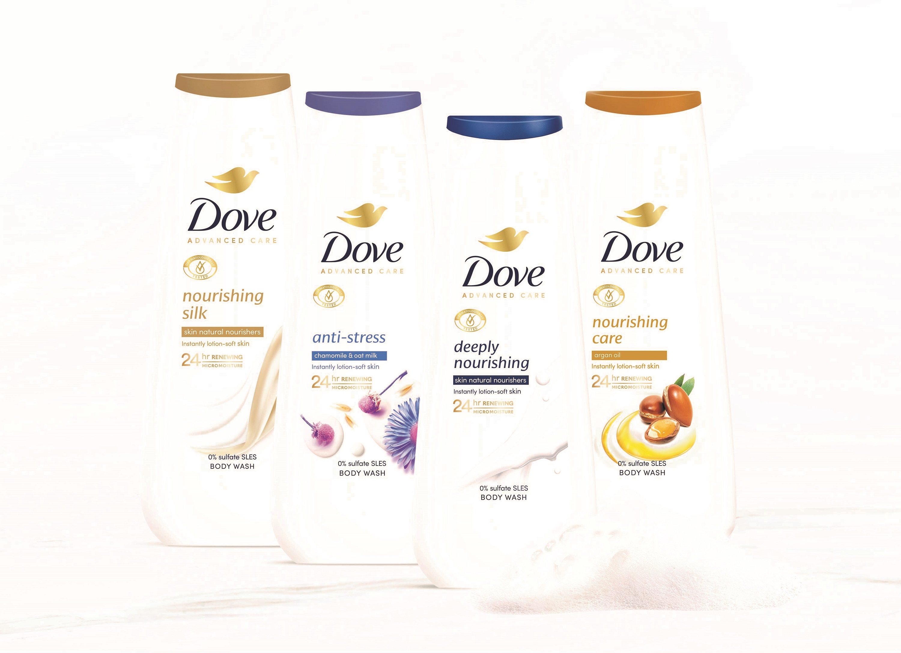 Νέα σειρά αφρόλουτρων Dove Advanced Care: 4ωρη αίσθηση ενυδάτωσης απευθείας από το ντους!